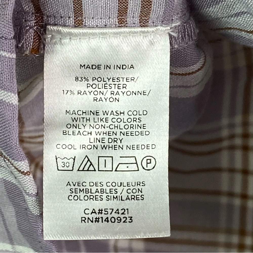 LOFT Lavender Plaid Ruffle Long Sleeve Top NEW NWT Med